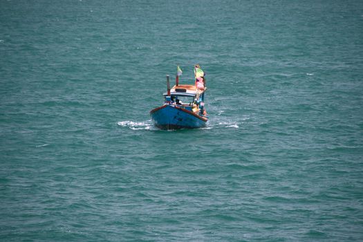 thai fishing boat sailling at koh chang island