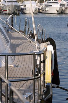 sail yacht deck detail at marina athens greece