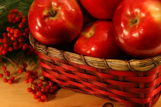 Red apples for Christmas on the counter