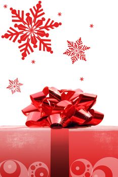 Red Christmas gift in isolated white background