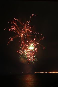 colorful fancy fireworks by the bay

