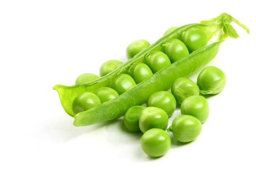 peas isolated on white background macro close up