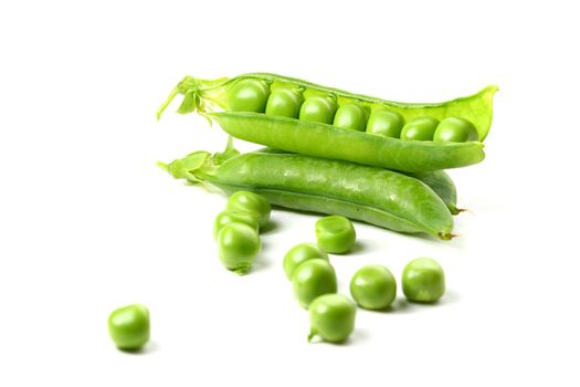 peas isolated on white background macro close up
