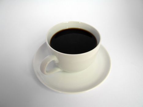 Black coffee in a white cup
