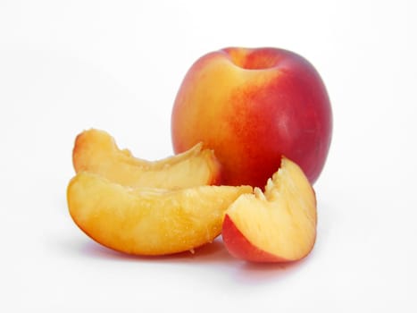 fresh nectarine on white background