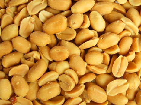 Close up shot of salted peanuts