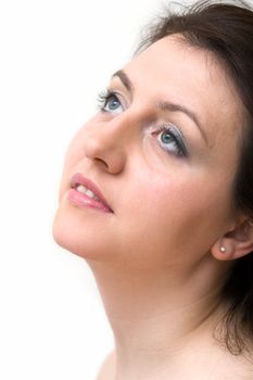 romantic beautiful woman on a white background