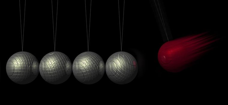 Newton's Cradle - Balancing balls - Rendering 3D