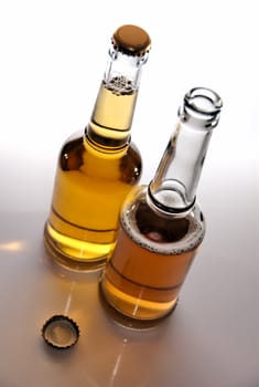 beer bottles on clean background