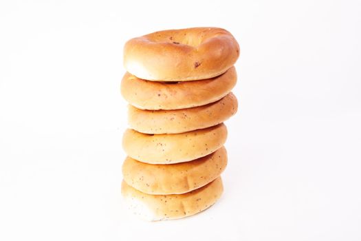 russian boublik - bread of the circular shape over white