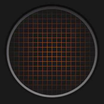 A circular radar grid background over black.  This also works as a button.