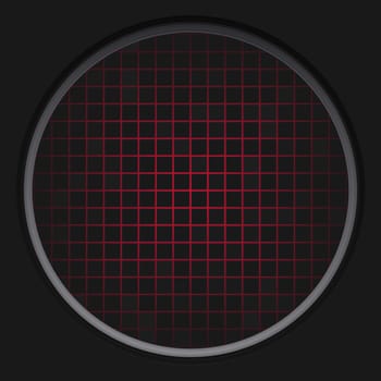 A circular radar grid background over black.  This also works as a button.