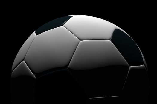 Soccer ball isolated on black background. Photorealistic 3D rendering.