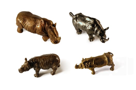 Four toy rhino