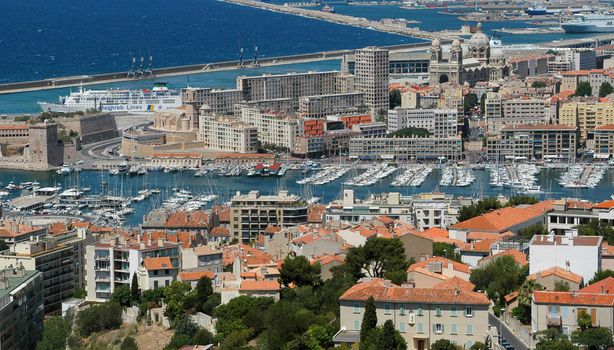 The harbour of Marseilles, France