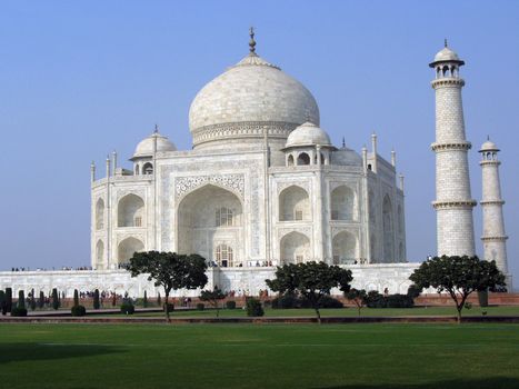 A side view of the Taj Mahal in India.