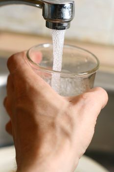 take water in glass from water wet