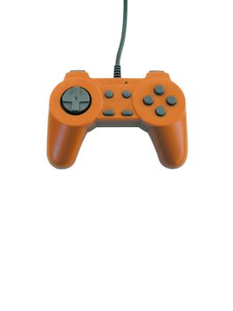 An orange gamepad isolated over white with plenty of copy space.  This file includes the clipping path.  