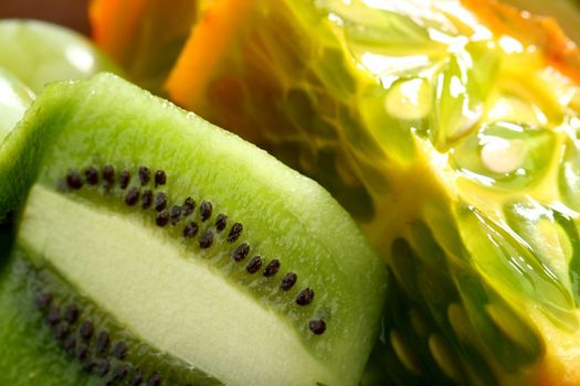 tropical fruit mix macro background