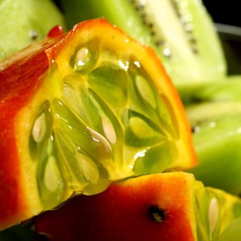 tropical fruit mix macro background