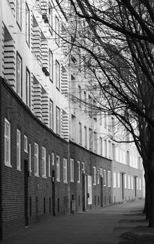 Block of rented flats in the cheaper area of a metropole (Hamburg, Germany). Neighbourhood problems, urban life...