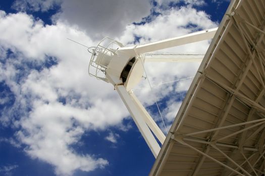 One of 27 radio antennas located at the Very Large Array, part of the National Radio Astronomy site west of Socorro, New Mexico.  Each of the antennas weighs about 230 tons and measures 82 feet in diameter.