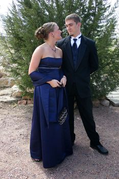 Glamorous young couple leaving for Senior Prom