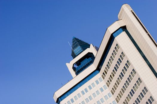 high-rise house on blue sky background 