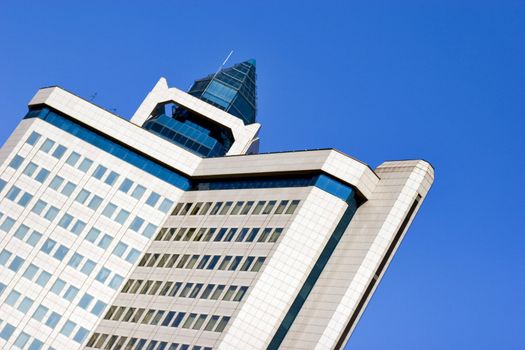 high-rise house on blue sky background 