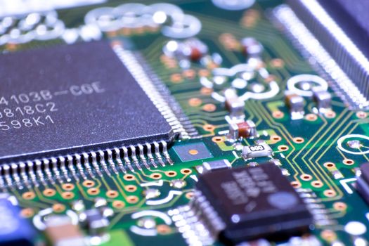 Electronic circuit board. Macro photo