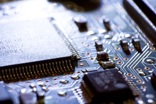 Electronic circuit board. Macro photo