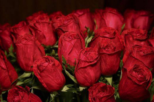 Bouquet of the red roses for gift on St. Valentine,s day