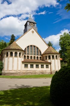 churche on blue sky as background