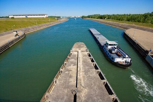 boat on rhine, germany/france