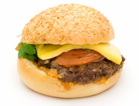 Burger. Big sandwich on a white background