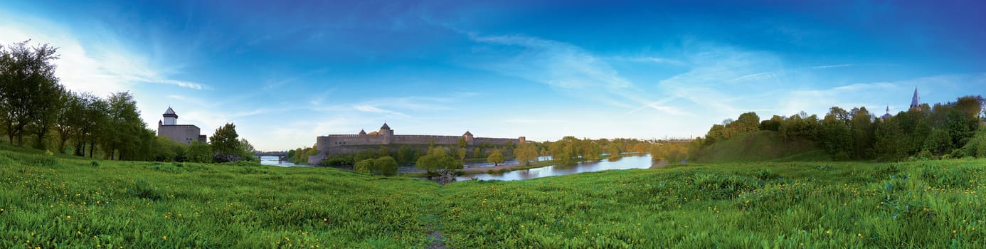 Two opposite castles situated on the border of Russia and Estonia.