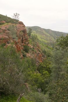 Pinnacles National Monument is a protected mountainous area located east of central California's Salinas Valley. The Monument's namesakes are the eroded leftovers of half of an extinct volcano.