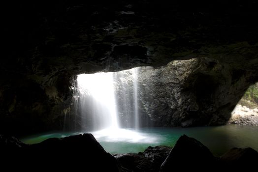 Natural Arch cave and waterfall on the gold coast