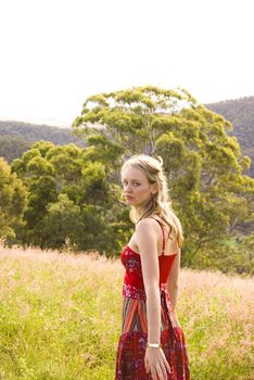 pretty young girl in the country