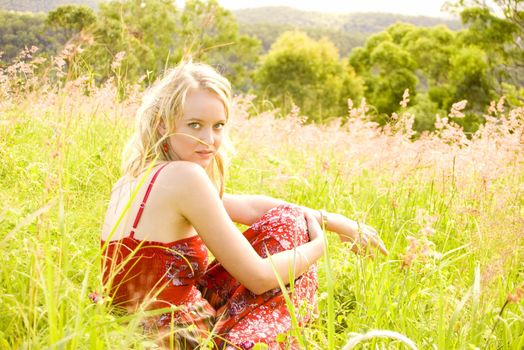 pretty young girl in the country