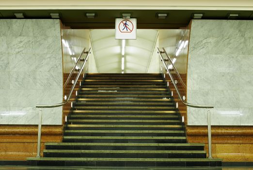 locked passage for pedestrian with forbiding sign