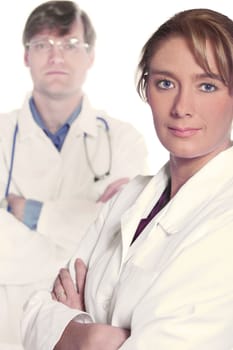 Medical team of two serious doctors