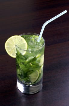 Cuban alcoholic cocktail with rum and spearmint "Mohito"