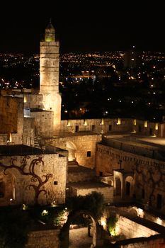 View to the tower of David in the old city of Jerusalem