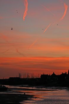 January dawn over harbour at Wells-next-the-Sea in Norfolk, England