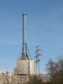 natural gas power plant, with chimney, Lingen, Germany