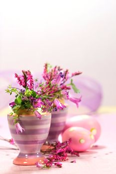 Egg cups with flower decorations