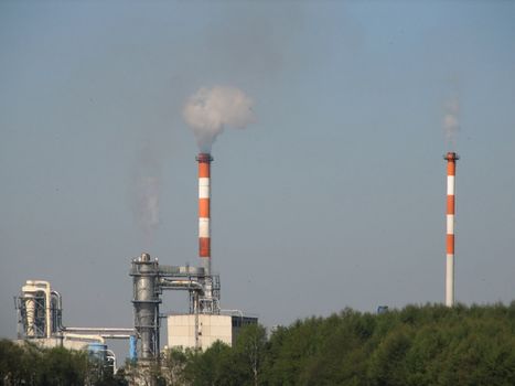 Chimneys, smoking, northern Germany, 2008