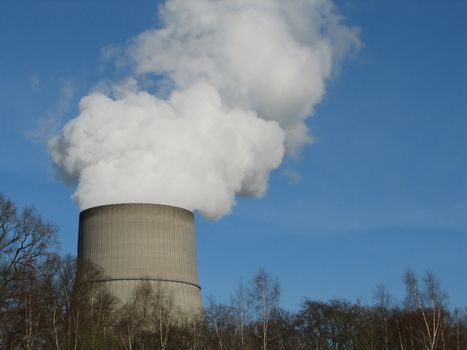 Chimneys, cooling towers, smoking, northern Germany, 2008