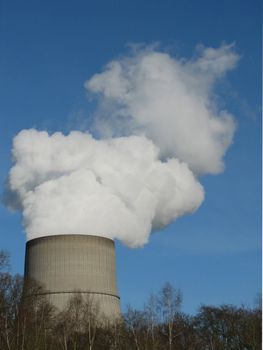 Chimneys, cooling towers, smoking, northern Germany, 2008